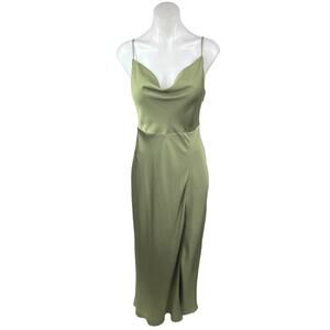 Park & Fifth Olive Satin Cowl Midi Dress